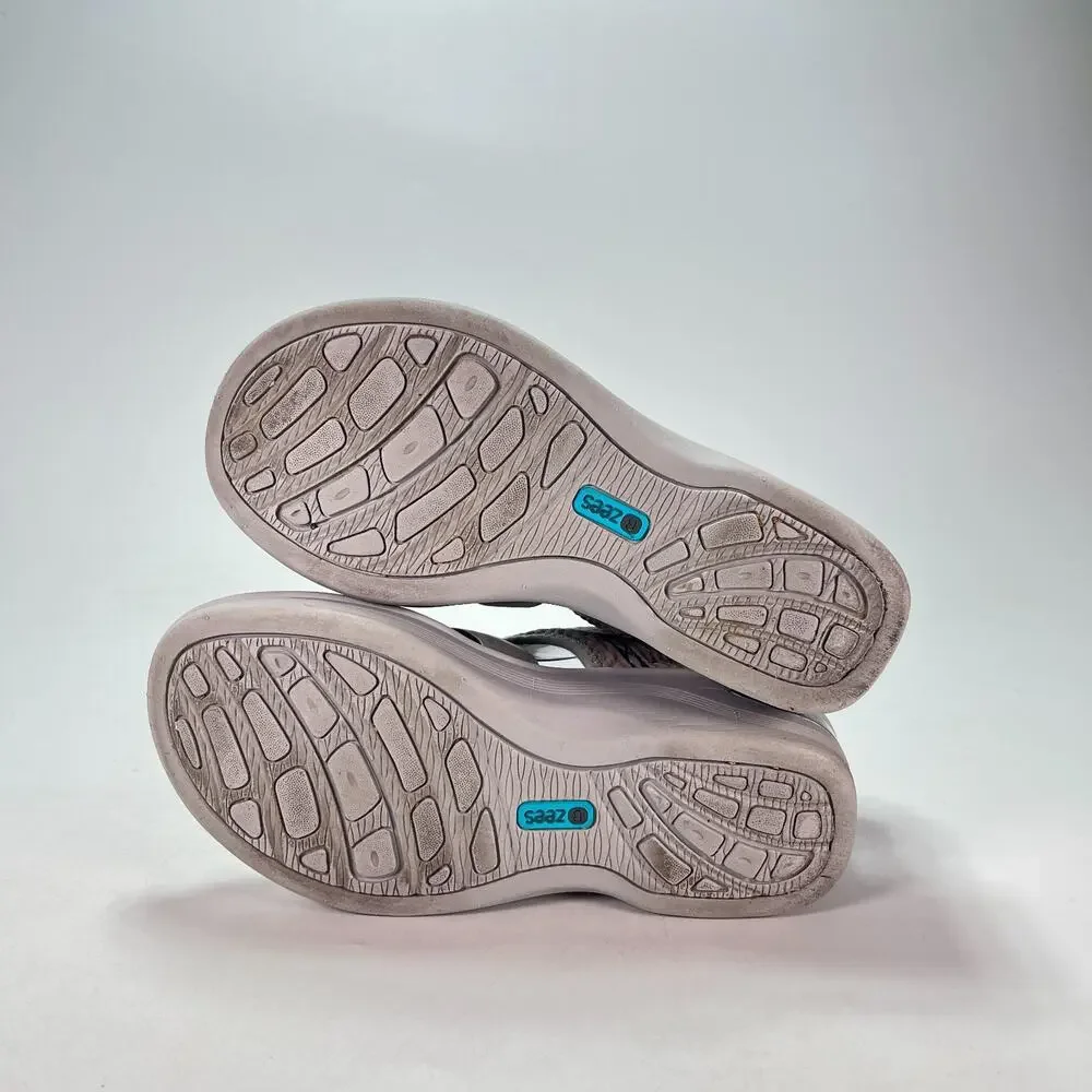 BZees Dream Light Grey Slingback Straps Comfort Wedge Sandals Women's Size 6.5M